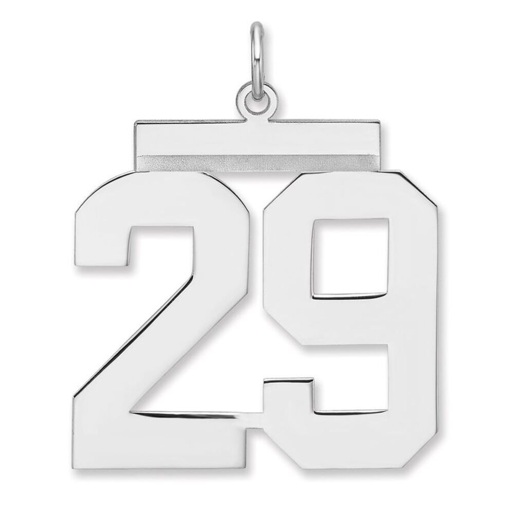 Sterling Silver, Athletic Collection, XL Polished Number 29 Pendant
